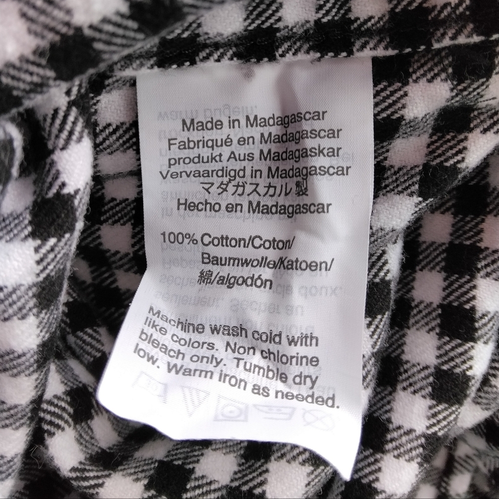 J. Crew Black & White Gingham 1/2 Zip 100% Cotton Shacket Pockets Size Large - Picture 10 of 10